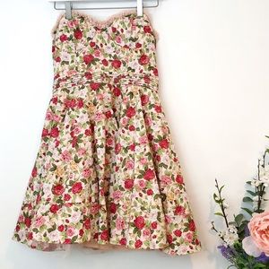 Daisy Shoppe | Pink floral strapless dress w/tulle